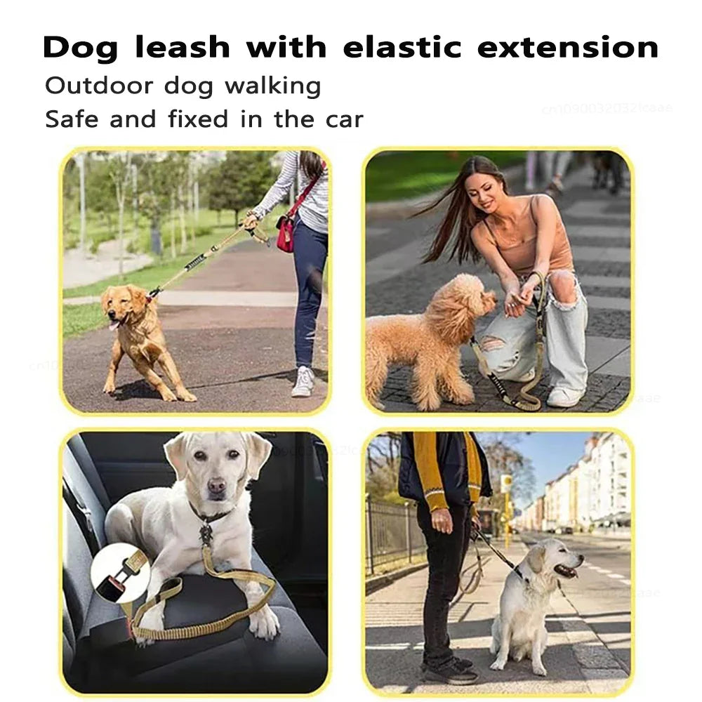 Tactical Bungee Dog Leash — Heavy-Duty, Shock-Absorbing, Dual-Handle for Strong Pullers
