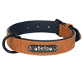 Personalized Leather Dog Collar with Engraved Nameplate — Soft Padded Leather, Silent ID