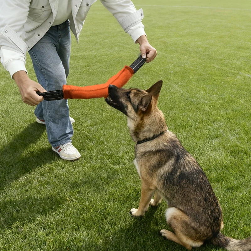 Jute Bite Tug Pillow — Two-Handle Training Tug for Dogs With Real Drive