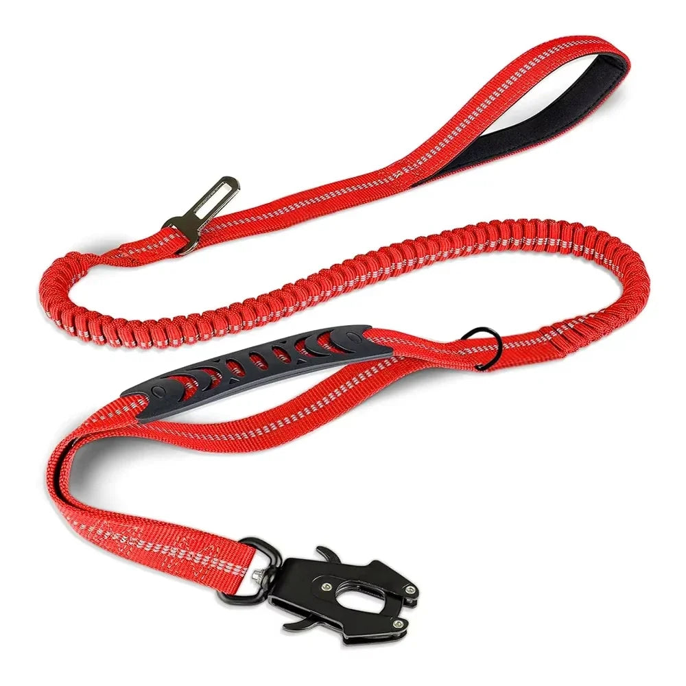 Tactical Bungee Dog Leash — Heavy-Duty, Shock-Absorbing, Dual-Handle for Strong Pullers