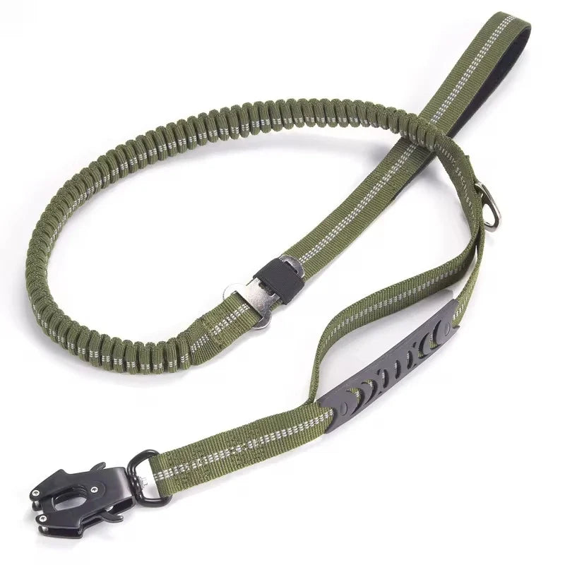 Tactical Bungee Dog Leash — Heavy-Duty, Shock-Absorbing, Dual-Handle for Strong Pullers